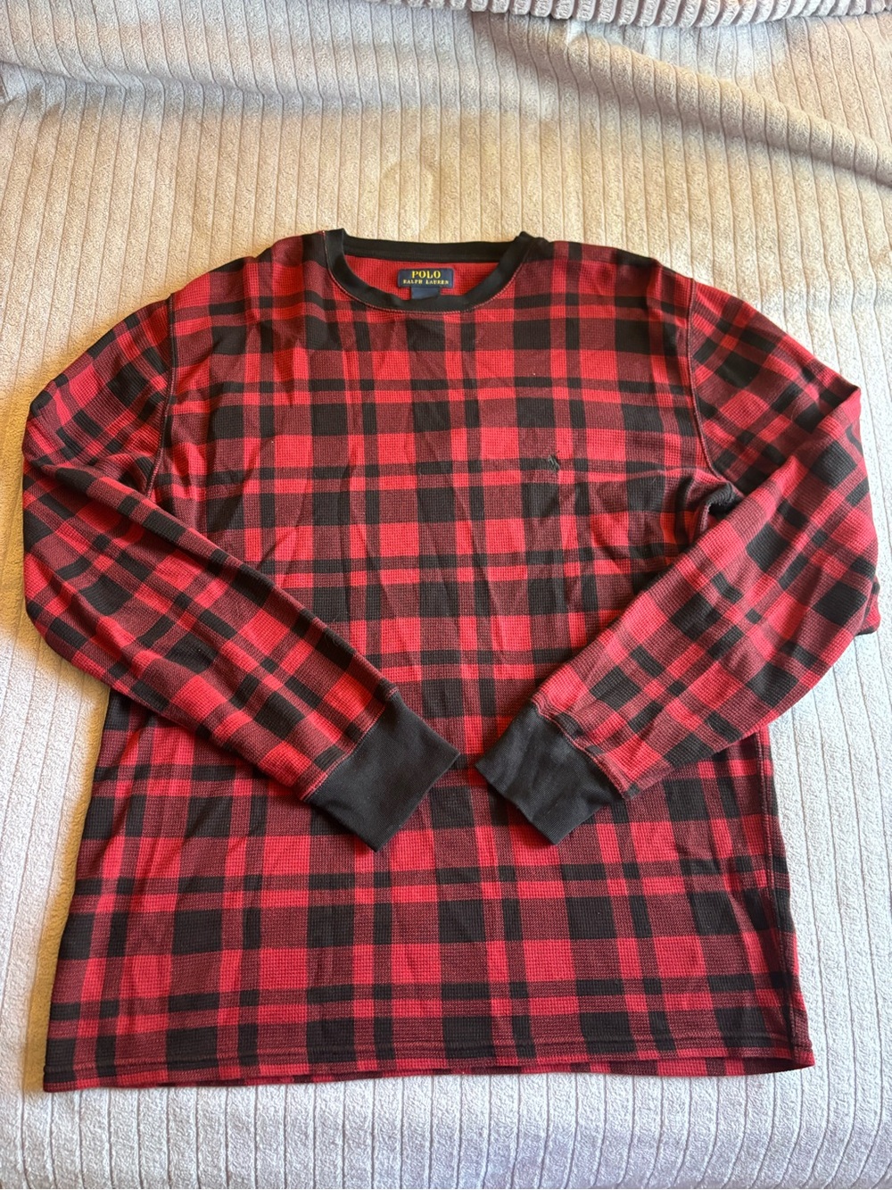 Ralph Lauren Red and Black Plaid Long-Sleeve Crew